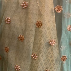 Banarasi Suit With Net Long Koti