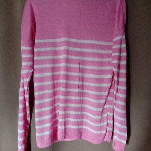 Pink  N White Strip Sweater