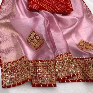 New Cotton Silk With Blouse Piece Saree