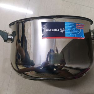 Korkmaz Stainless Steel Casserole with Glass Lid