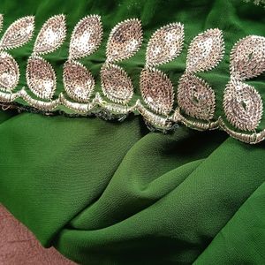 Georgett Saree With Silver Border