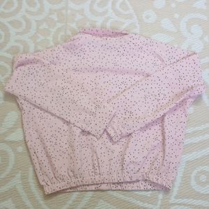 Baby Pink Black Dot Full Sleeve Top