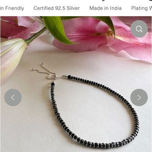 92.5 Pure Silver Onyx Beads Evil Eye Anklet ❤️