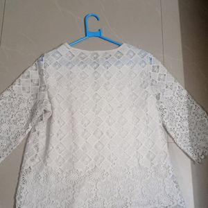 White Tunic Netted Top