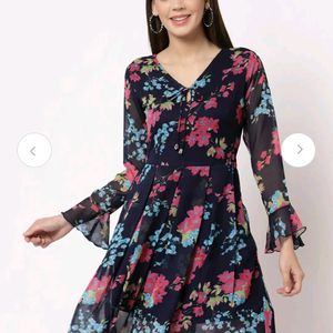 Pretty Pink And Blue Floral Dress