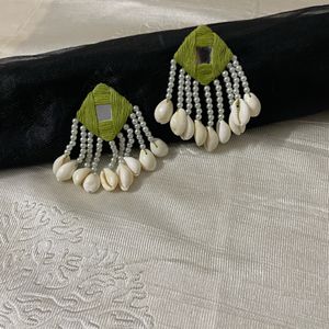 Thread Mirror Navratri Earrings