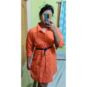 Orange Color Hakoba Tshirt Dress