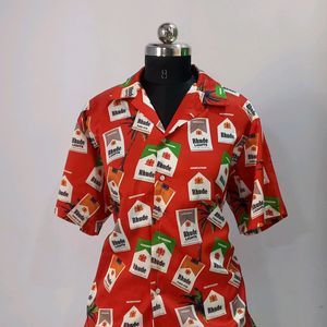 Bright Red Funky Print Vintage Shirt