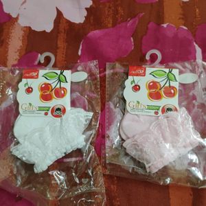 GIRLS FASHION CHAMUNDA SOCKS (0-1) White And Pink