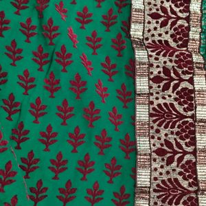 Classic Green And Red Saree