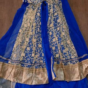 Beautiful Blue and Gold Embroidered Lehenga Choli