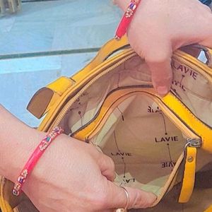 Lavie Original Leather Yellow Handbag