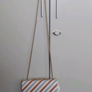 White And Blue Striped Slingbag