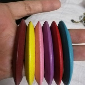 Set of 6 Colorful Wooden bangles