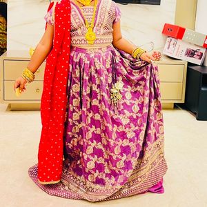 Beautiful Purple And Golden Lehnga