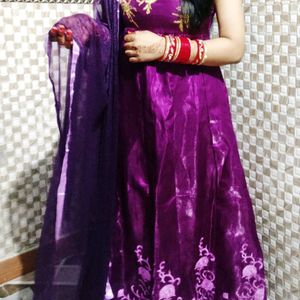 Long Dress With Dupatta,Colour Purple 🟣