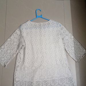 White Tunic Netted Top