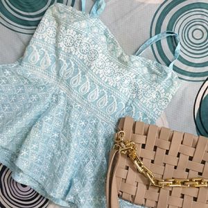 Light blue Peplum Top