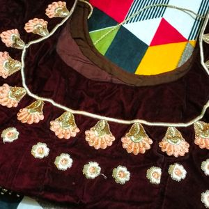 Bridal Coffee Colour Velvet Lehnga