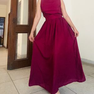 Backless Wine Gown Dress