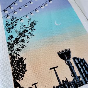 City Lights Acrylic Canvas Sheet (HANDMADE)