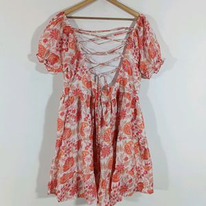 Multicolor Printed Style Back Casual Dress (Women)