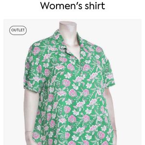 Plus Size Green Floral Shirt