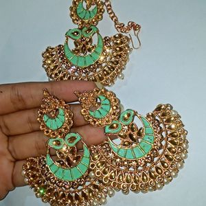 Earrings With Mangtika Set