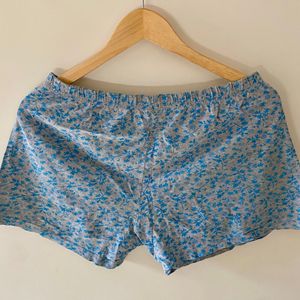 Grey/blue Printed Cotton Shorts