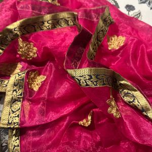 Pink Net Dupatta Unused Very Attractive For Festiv