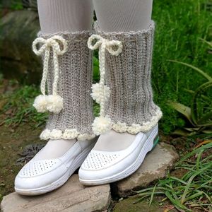 Shiny Grey Crochet Leg Warmer