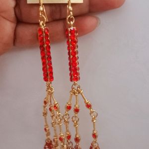 Red Colour Long Earrings