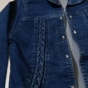 Denim Braided Design Jacket>3