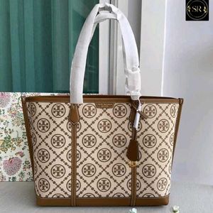 TORY BURCH PERRY MONOGRAM 3 COMPARTMENT TOTE BAG