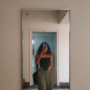 Olive green parachute pants