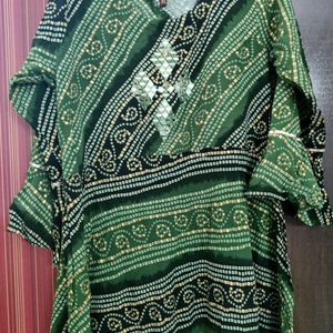 Anarkali Kurti Green