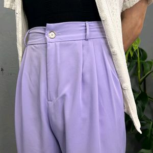 Lavender high waisted pleated trousers