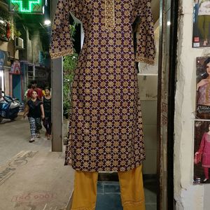 💜Cotton Kurti With 💛Ciggerate Pant Set