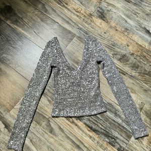 Sequin Crop Top - Zara