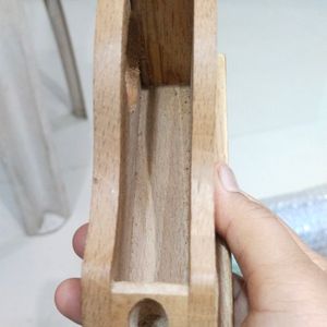 Wooden Pen Paper Stand With Watch