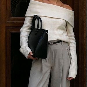 Sale Ribbed Off Shoulder Sweater