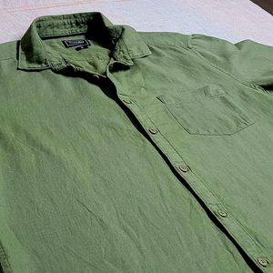 Light Green Solid Casual Half Sleeves Shirt Men