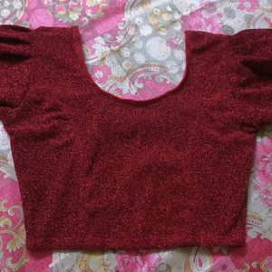 Shimmer Red Puff Blouse