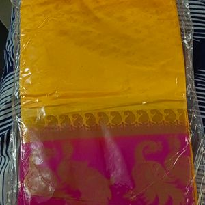 Beautiful Yellow And Pink Saree