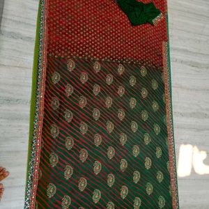 Beautiful Red Green Colour Saree