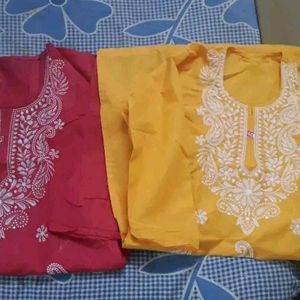 🛍️🌺Combo Of 2 Cotton Embroidery Kurta🛍️🌺