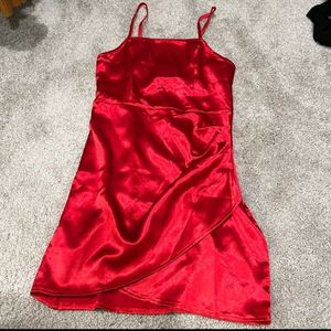 Shein Red Satin Dress Party Wear