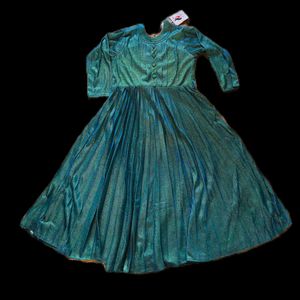 Teal Shimmery Western Round Kurti