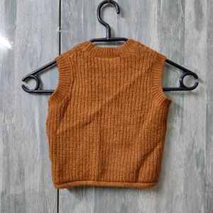 Brown Woolen Crop Top