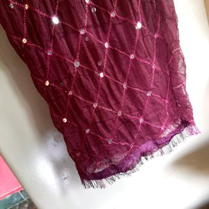 Mirror Sequin Work Purple Dupatta